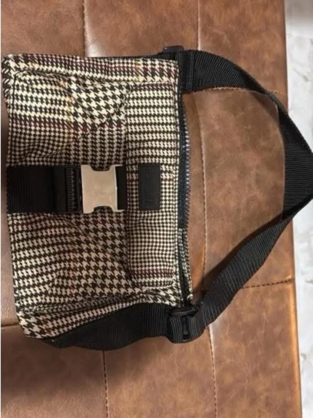 Ralph Lauren Houndstooth Pattern shoulder bag - Black Strap